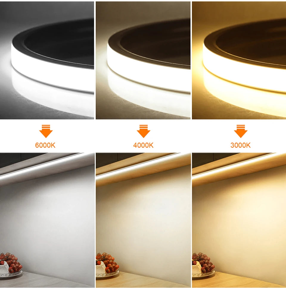 Smart PIR Motion Sensor Super Bright COB LED Strip Neon Light Auto ON/OFF 320leds/m Waterproof for Kitchen,Stair,Wardrobe Decor